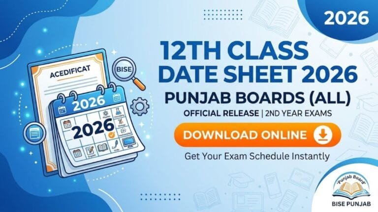 12th Class Date Sheet 2026 Punjab Board