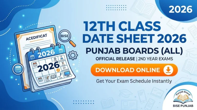 12th Class Date Sheet 2026 Punjab Board