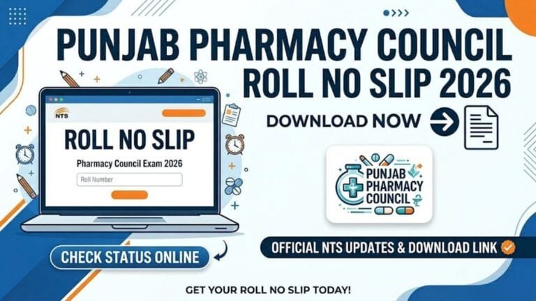 Punjab Pharmacy Council Roll No Slip 2026 NTS [ Test Dates ]
