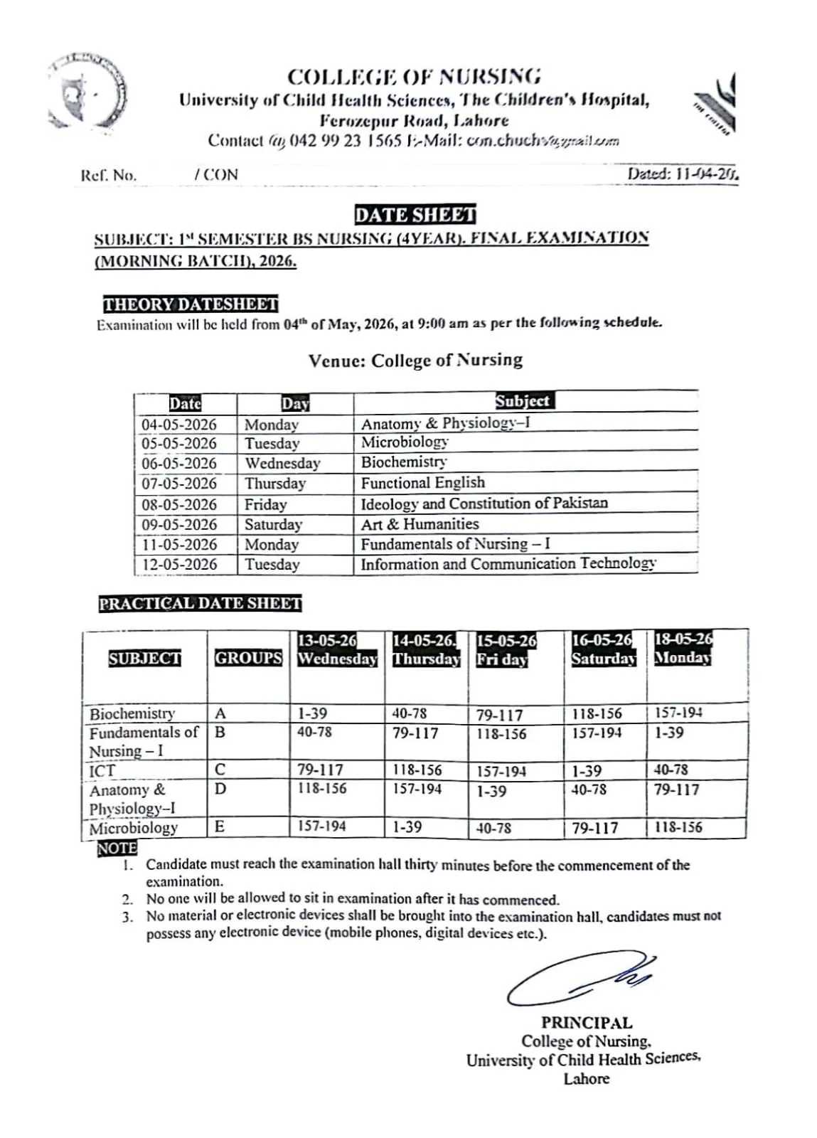BSN 1st Semester Mid Term Date Sheet 2026 Announced