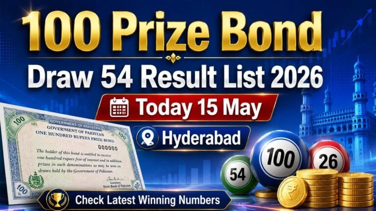 100 Prize Bond Draw 54 Result List 2026 Today 15 May Hyderabad