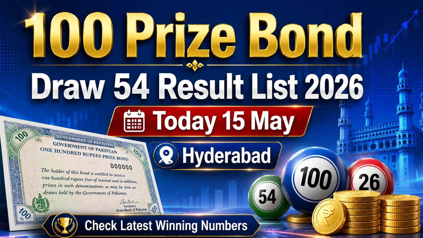 100 Prize Bond Draw 54 Result List 2026 Today 15 May Hyderabad