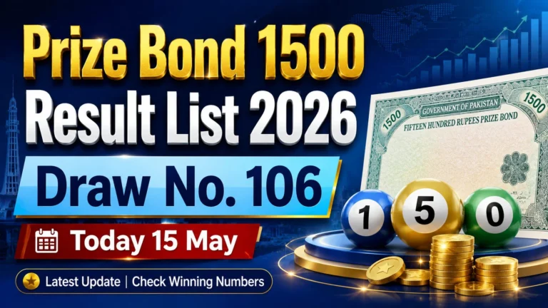 Prize Bond 1500 Result List 2026 Draw No 106 Today 15 May